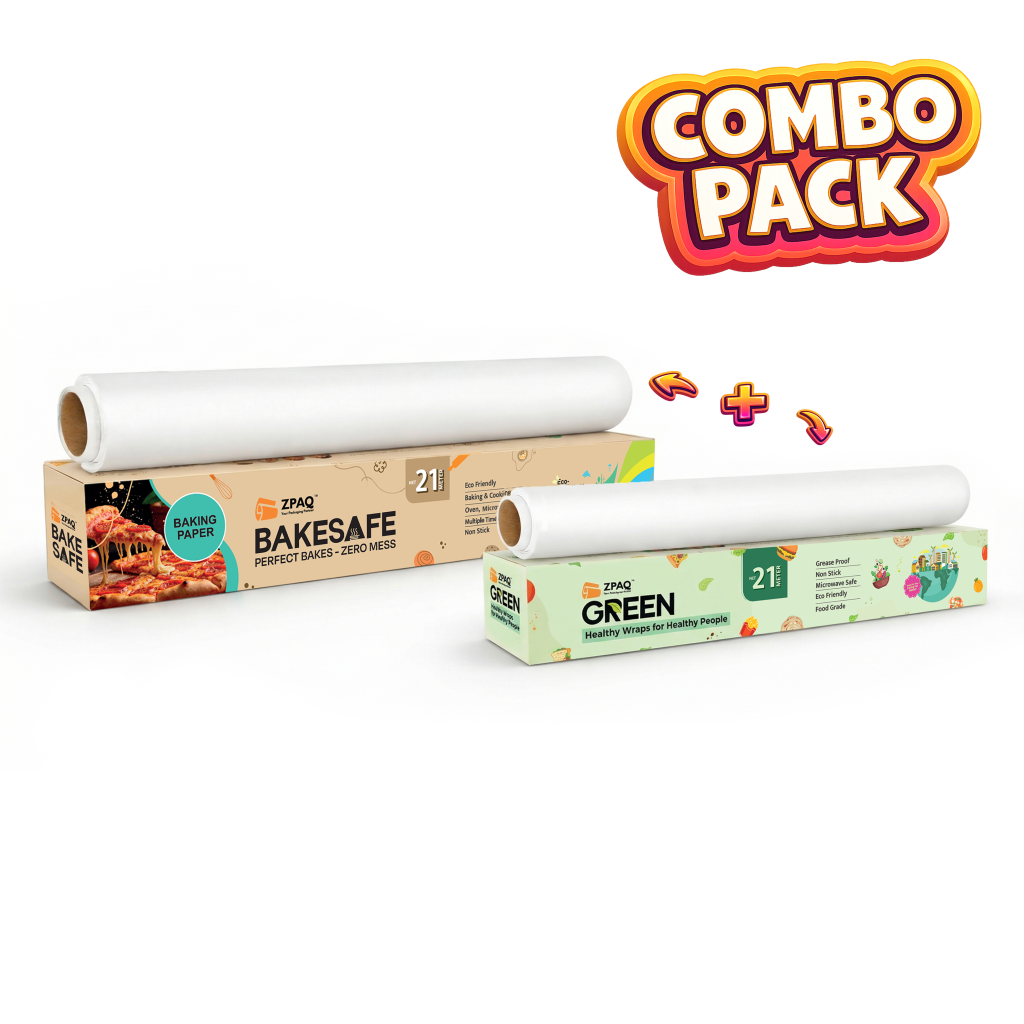 ZPAQ Green Food Wrapping Paper Roll + ZPAQ Bake Safe Baking Paper Roll ...